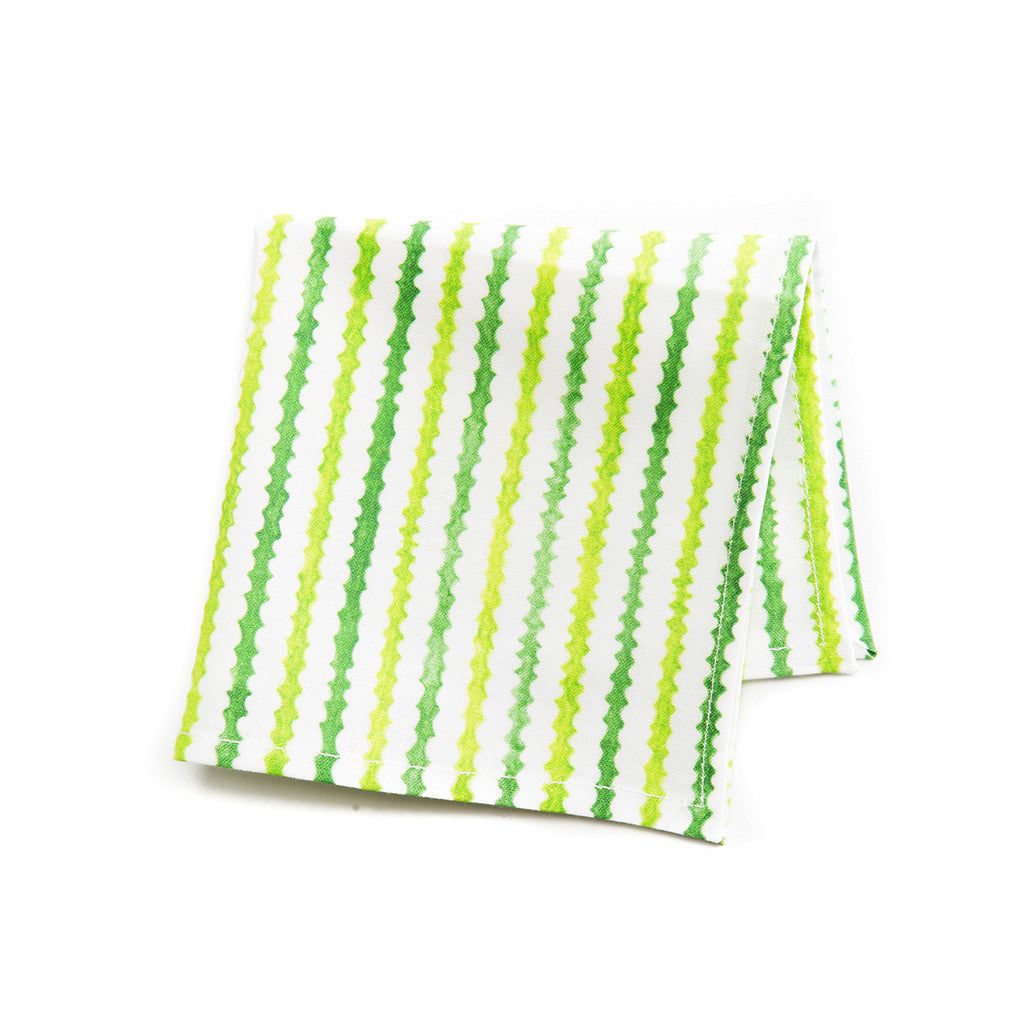 Green Stripes Cocktail Napkin