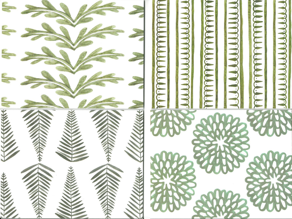 Note Cards - green (set of 16)